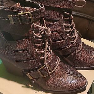 Brown croc booties